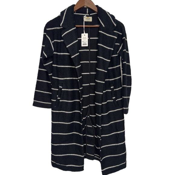Marine Layer Open Front Cardigan Black White Stripe NWT XS - Picture 1 of 9
